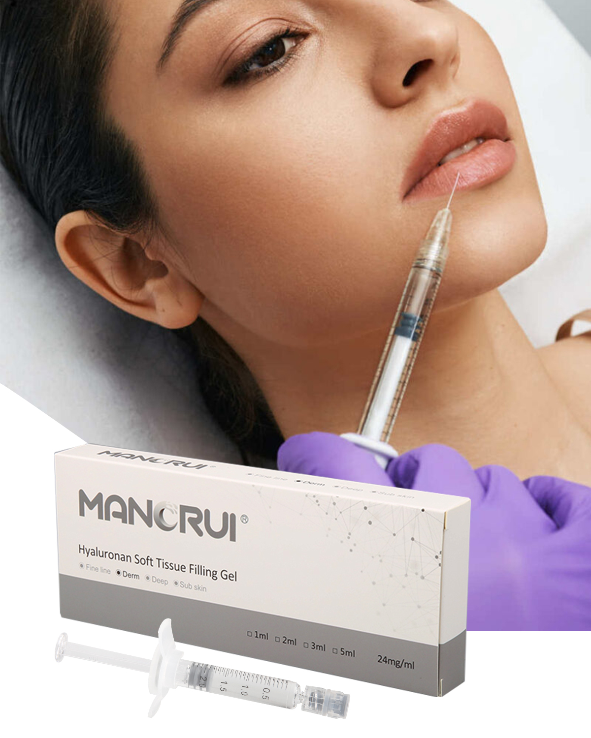 Cross Linked Hyaluronic Acid Derm 2ml for Normal lip plumping effect