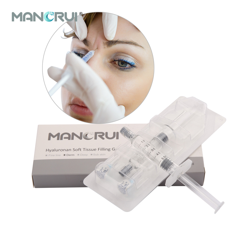 Cross Linked Hyaluronic Acid Filler Derm 5ml， 1 piece can address lip plumping and mid-layer facial wrinkles.（Certified by CE and FDA.）